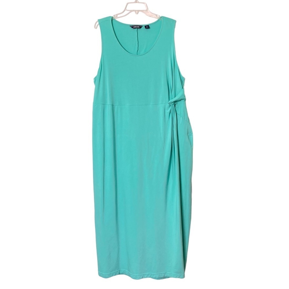 Lands' End Sleeveless Side Knot Jersey Maxi Dress Sunwashed‎ Aqua (Size 2X)